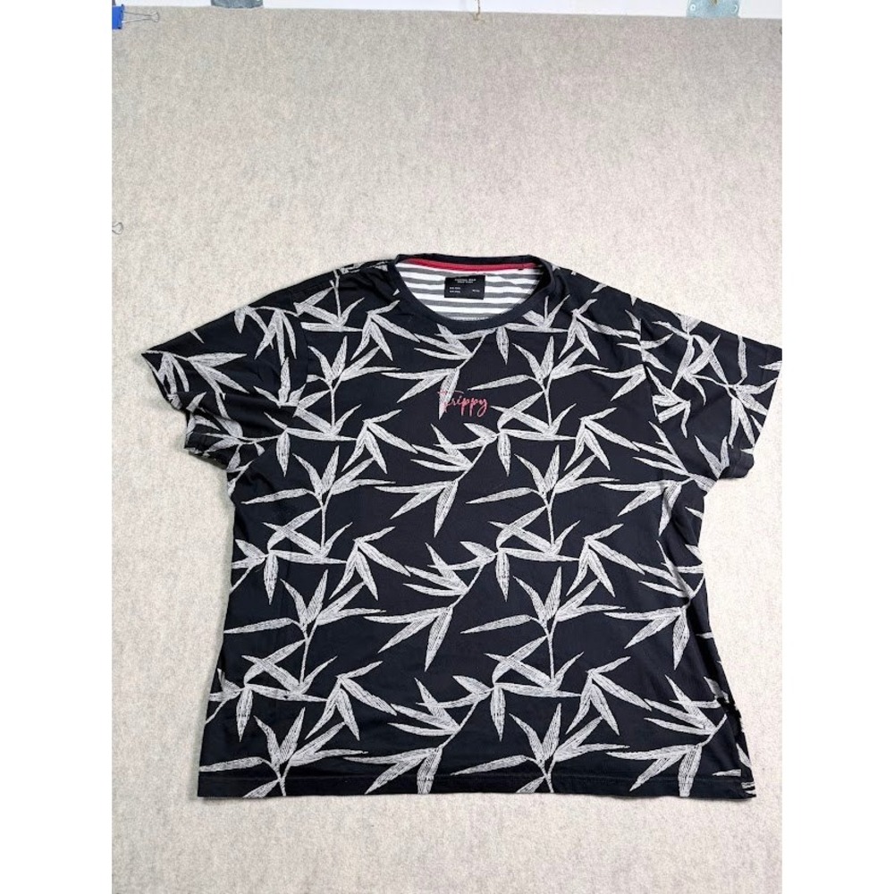 Cactus Man T-Shirt Mens XXXXL Black Bamboo Print Cotton Blend Trippy Casual Tee